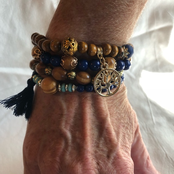 Four Wooden Beaded Hallow Tree Of Life Bracelets - Picture 6 of 8